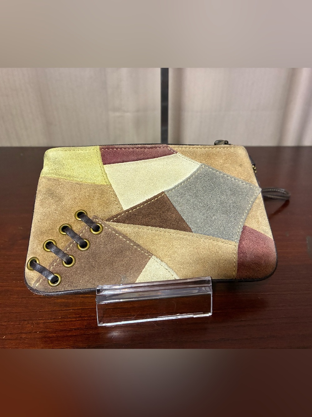 Coach Patchwork Suede Whipstitch Wristlet
